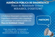 Audi&ecirc;ncia P&uacute;blica discutir&aacute; Plano de Mobilidade Urbana de Mirassol d&rsquo;Oeste