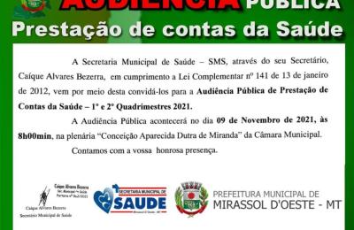 AUDI&Ecirc;NCIA P&Uacute;BLICA, PRESTA&Ccedil;&Atilde;O DE CONTAS DA SA&Uacute;DE!!!