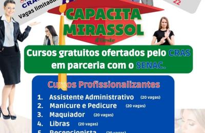 Cursos gratuitos ofertados pelo CRAS em parceria com o SENAC.
