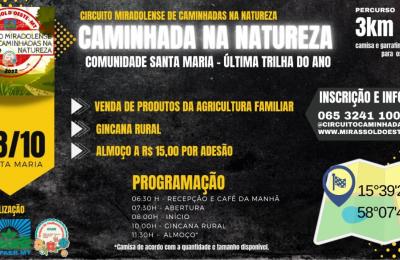 INSCRI&Ccedil;&Atilde;O ABERTA PARA A &Uacute;LTIMA ETAPA DO CIRCUITO MIRADOLENSE DE CAMINHADAS NA NATUREZA!