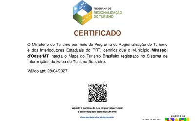 Atualiza&ccedil;&atilde;o da classifica&ccedil;&atilde;o no Minist&eacute;rio do Turismo como integrante do Mapa do Turismo Brasileiro