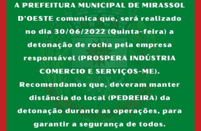 DETONA&Ccedil;&Atilde;O DE ROCHA NESTE QUINTA-FEIRA DE 30/06/2022.
