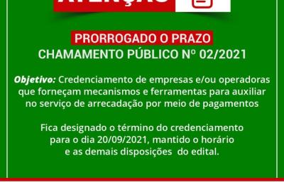 PRORROGADO O PRAZO