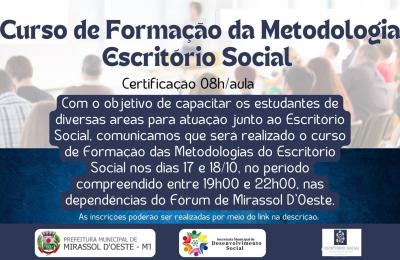 Curso de Forma&ccedil;&atilde;o da Metodologia Escrit&oacute;rio Social - Mirassol D'Oeste.