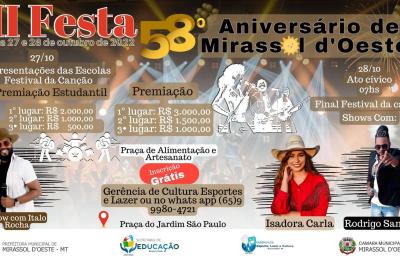 II festa de 58&deg; Anivers&aacute;rio de Mirassol D'Oeste!