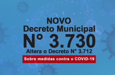 Decreto Municipal 3730 altera o Decreto N&ordm; 3.712 proibindo a coloca&ccedil;&atilde;o de mesas, cadeiras em &aacute;reas p&uacute;blicas e o consumo de bebidas alco&oacute;licas nos estabelecimentos comerciais.