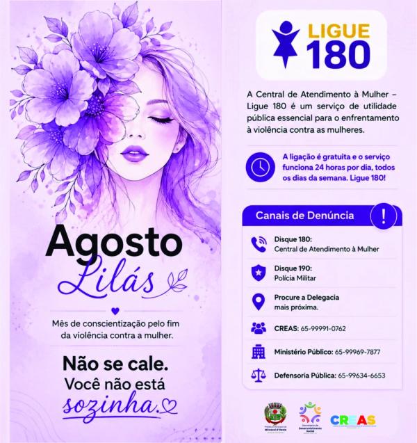Secretaria de Desenvolvimento Social promove a&ccedil;&otilde;es do Agosto Lil&aacute;s em Mirassol d'Oeste